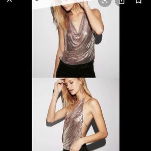 Express-NWT metal sequin halter top